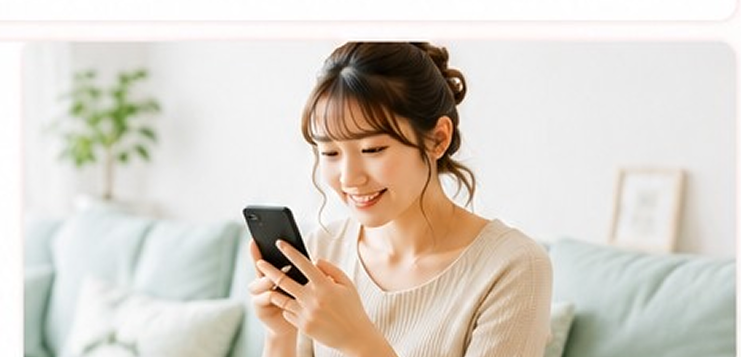 スマートフォンで予約や予定を確認する女性